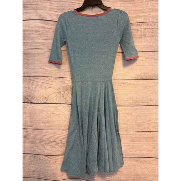 LuLaRoe Nicole Dress Teal & Pink Trim Size XXS - Picture 3 of 3